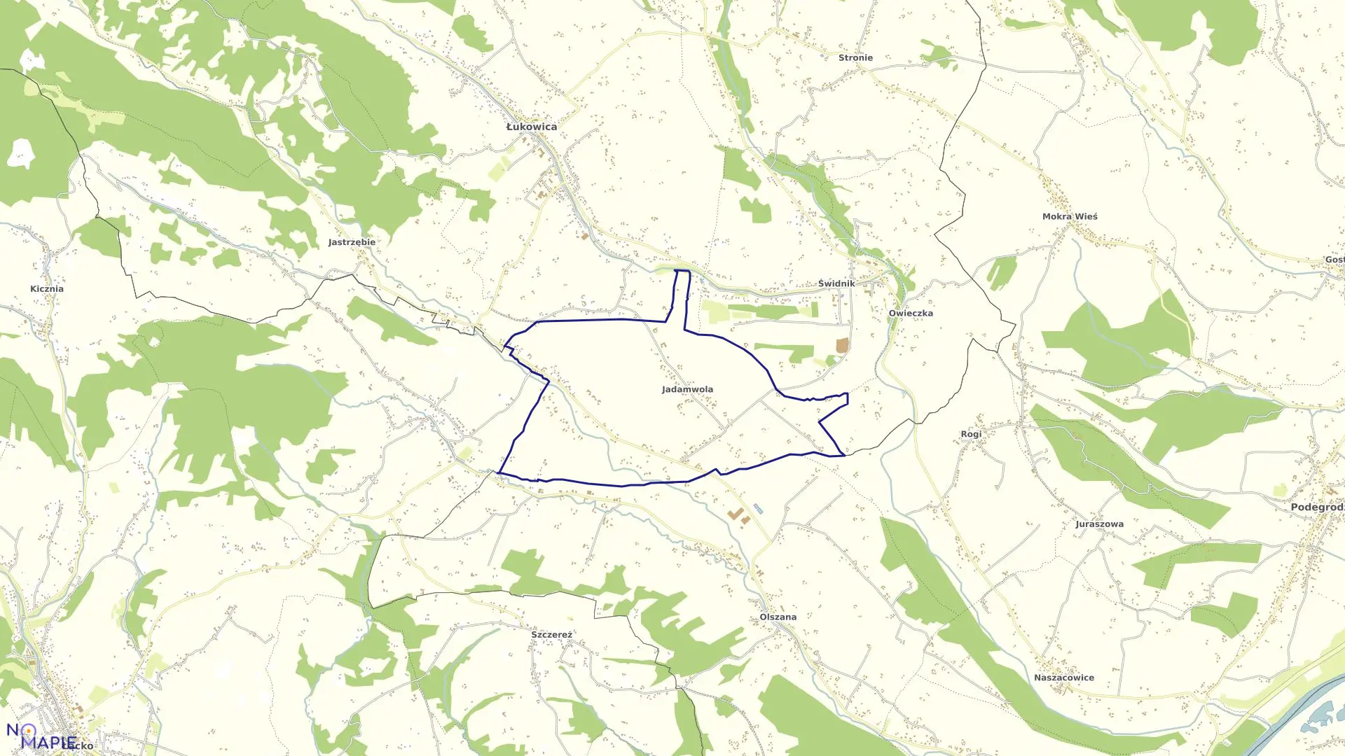 Mapa obrębu Jadamwola w mieście Łukowica