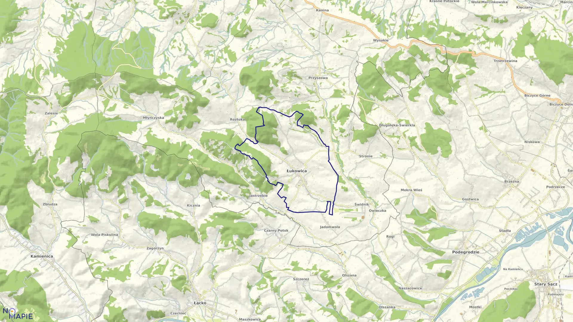 Mapa obrębu Łukowica w mieście Łukowica