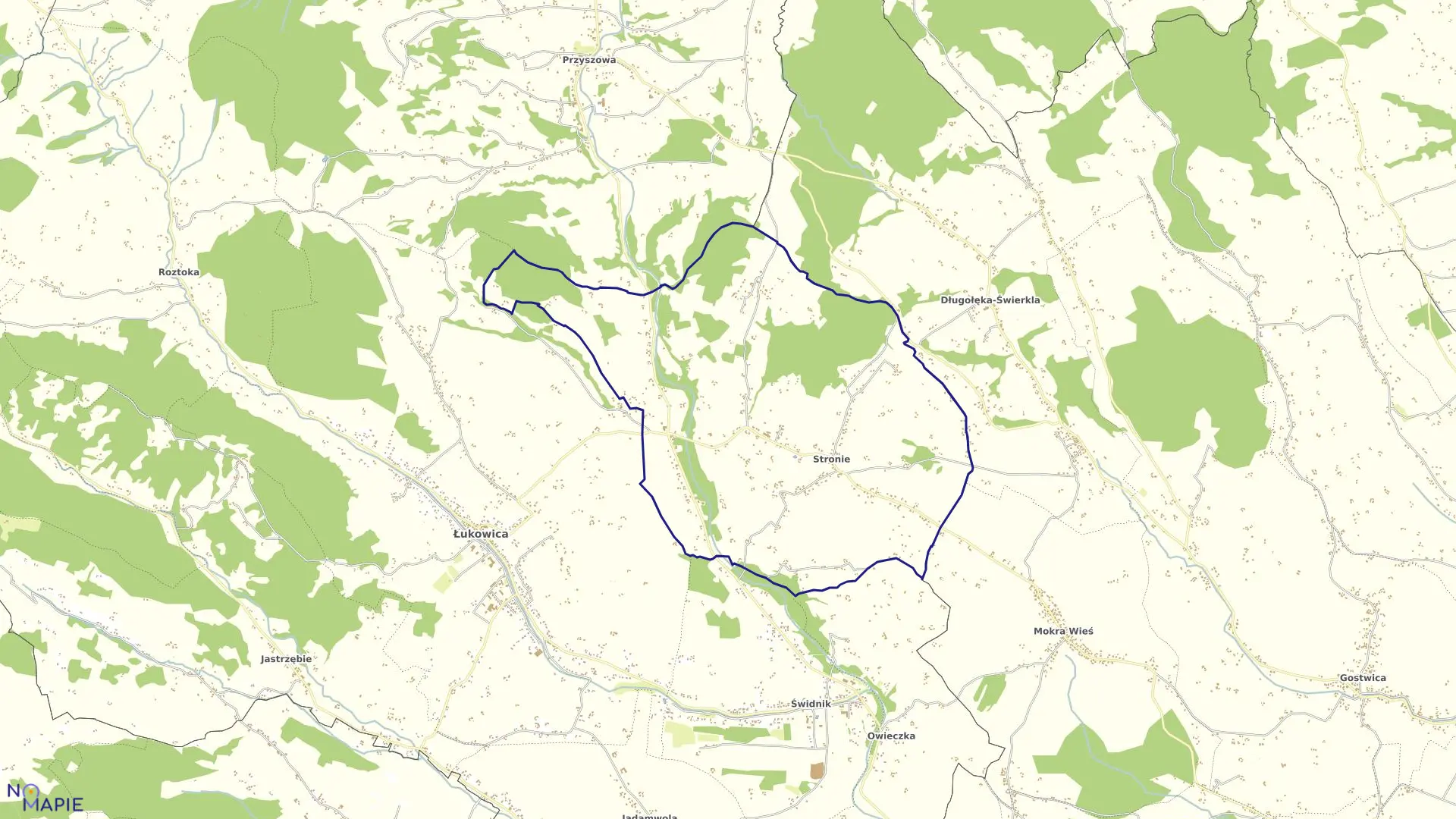 Mapa obrębu Stronie w mieście Łukowica